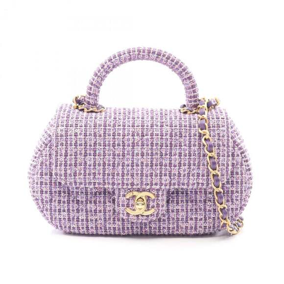 CHANEL Handbags - Chanel Matelasse top handle shoulder bag, fabric, women's, purple